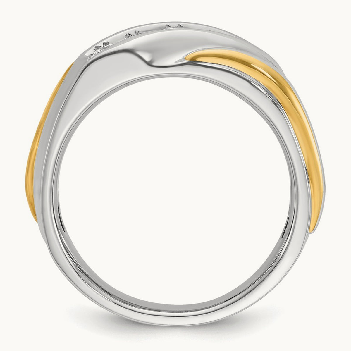 14ktt IBGoodman Men's Polished and Grooved 5-Stone Diamond Ring