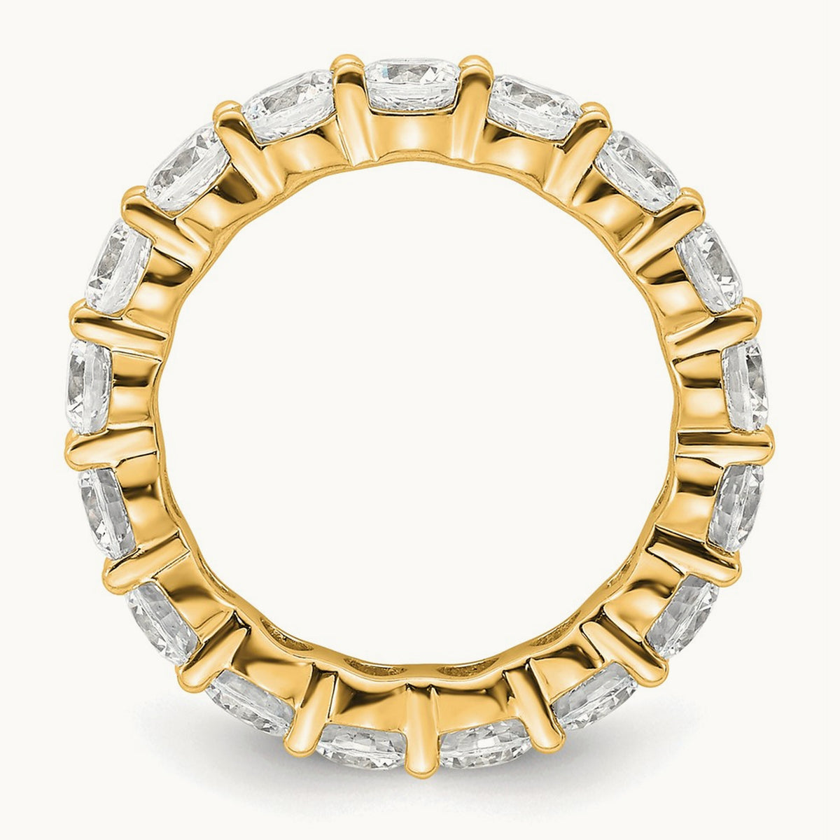 Polished Shared Prong Diamond Eternity Band, 3.00 ct tw — 14K Yellow Gold