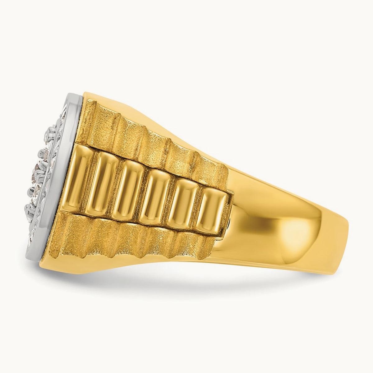 IBGoodman Men's Polished Satin & Textured Diamond Ring, 14K Two-tone