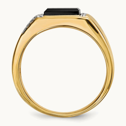 Onyx and Diamond Mens Ring, 14K