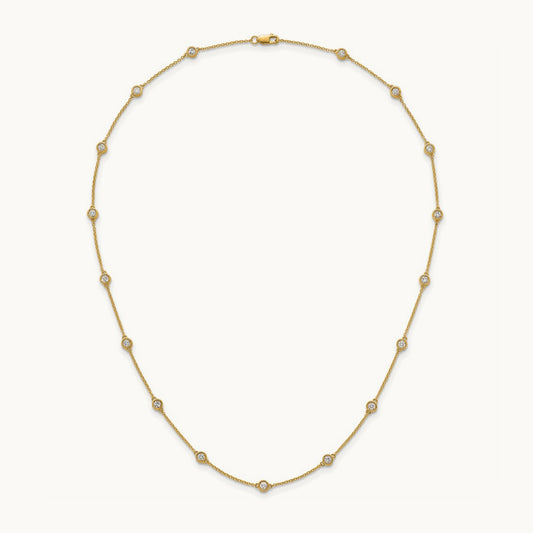 Diamond Station Cable Necklace, 14K