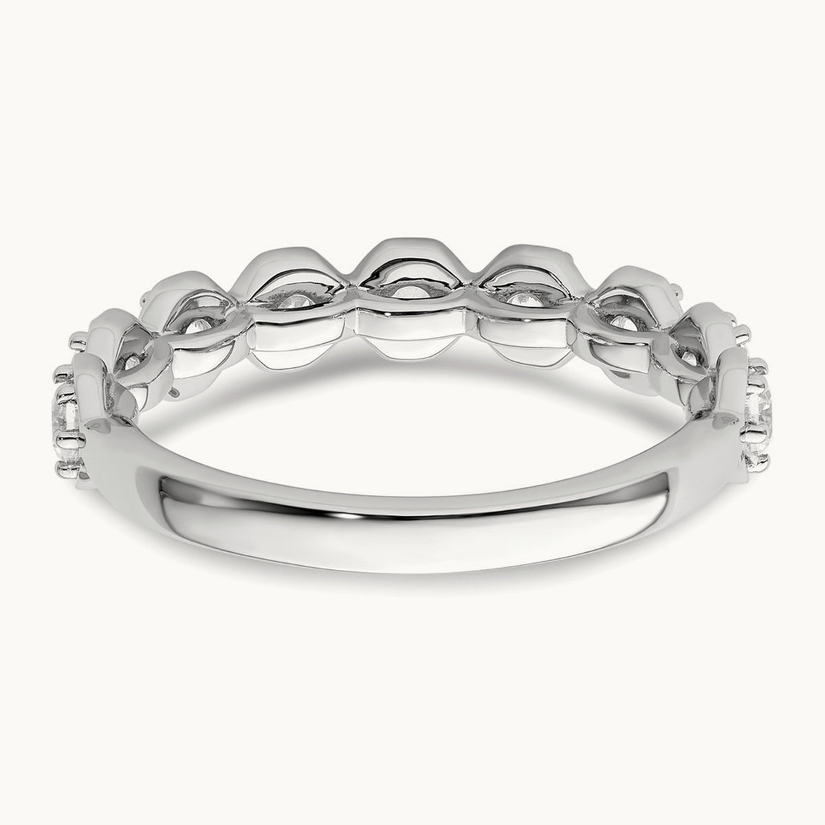 Hexagon Setting Wedding Band, 0.75 ct tw — 14K White Gold