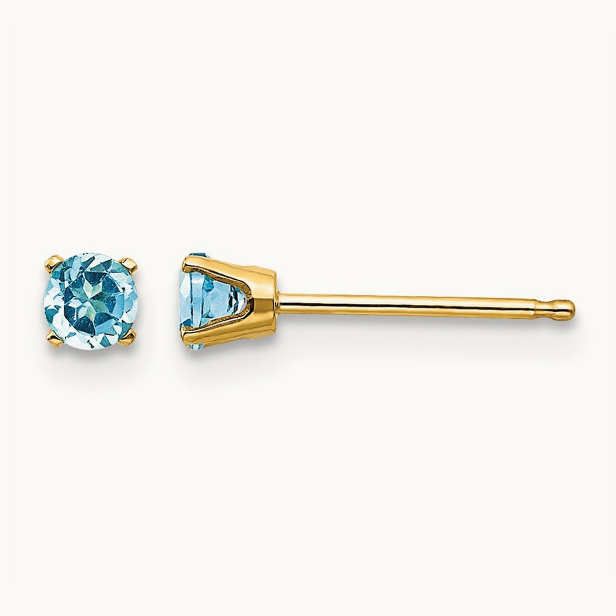 December/Blue Topaz Post Earrings — 3mm