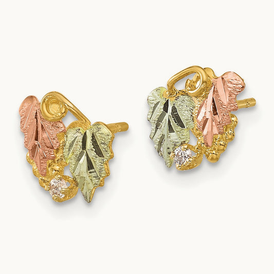 Black Hills Gold Post Earrings, 0.05 ct tw