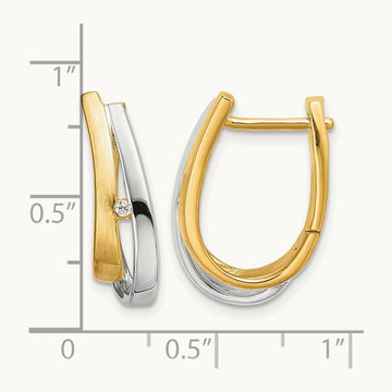 Diamond Hinged Hoop Earrings, 14K Yellow Gold with White Rhodium