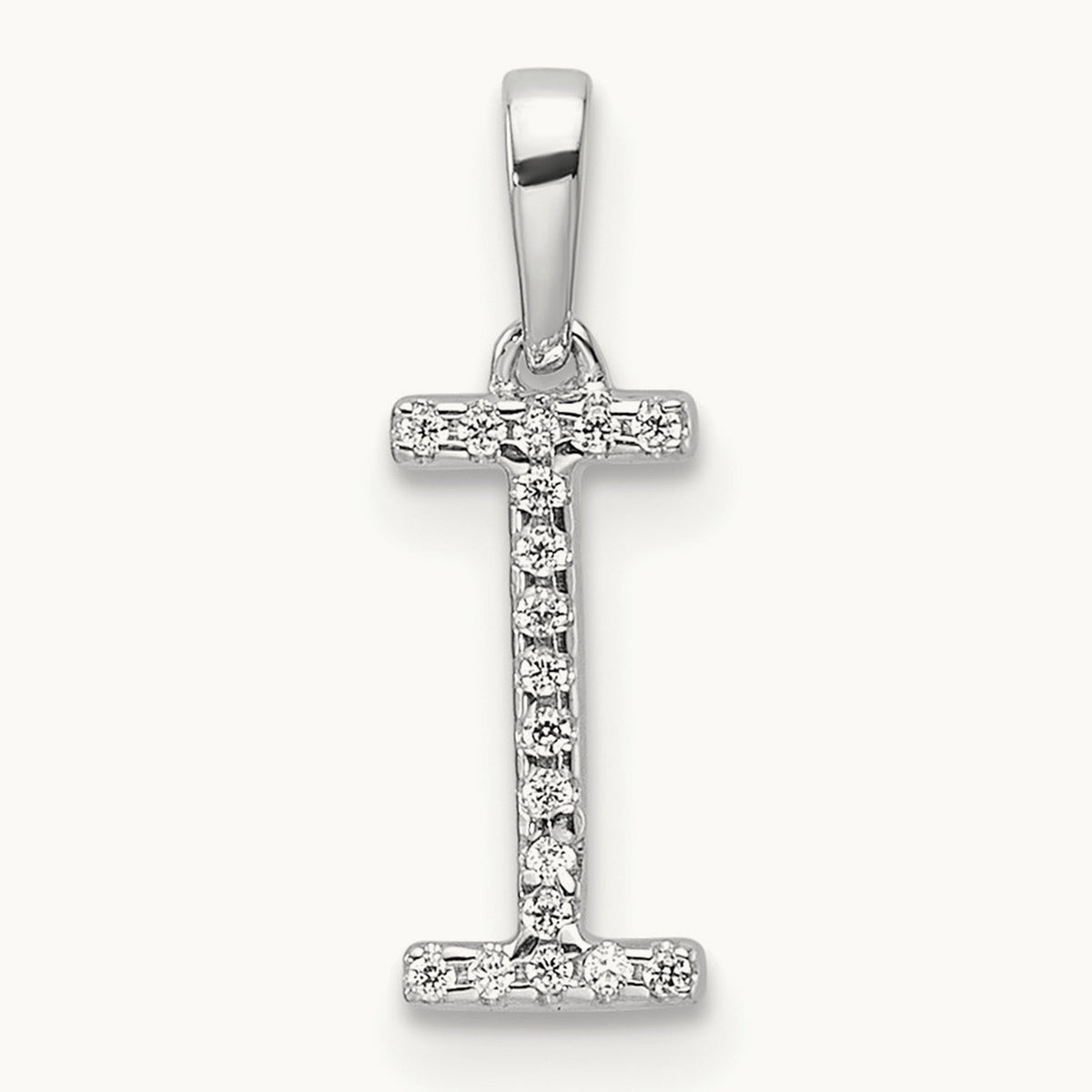 Diamond Letter I Initial Pendant, 14K White Gold