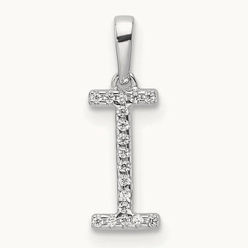 Diamond Letter I Initial Pendant, 14K White Gold