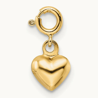 Polished Heart w/ Spring Ring Clasp Charm, 14K