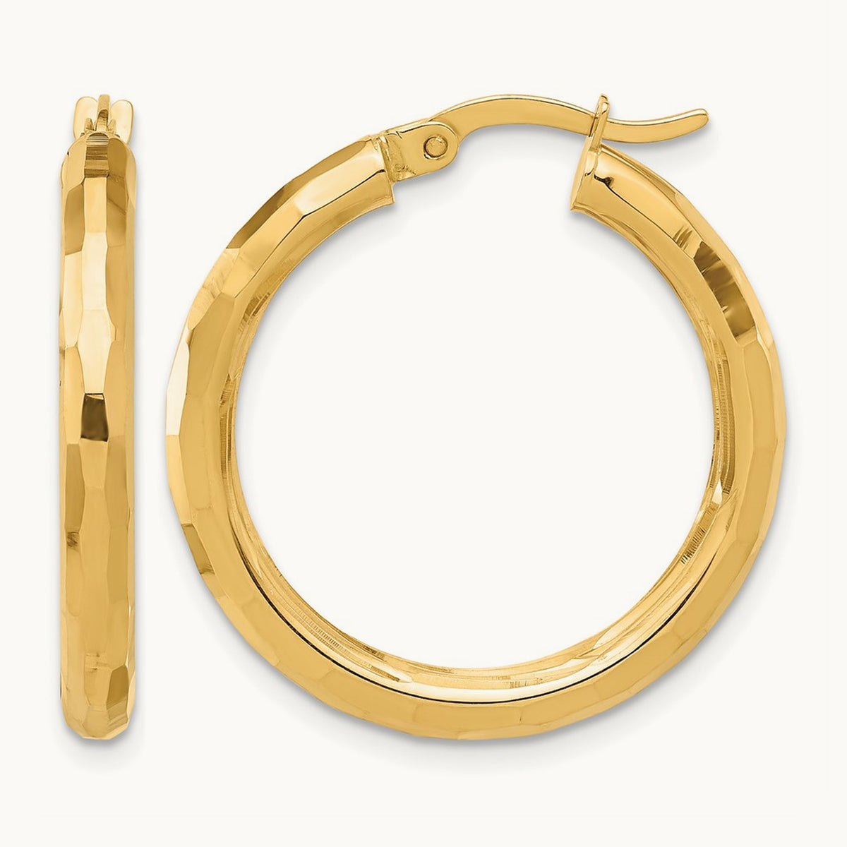 Polished and Diamond-cut Hoop Earrings — 27.75mm