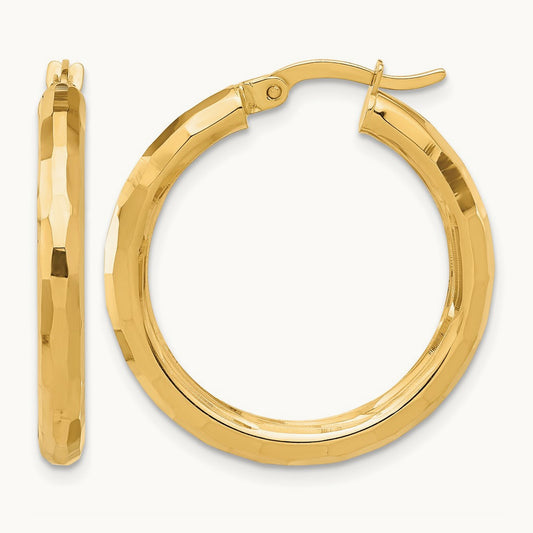 Polished and Diamond-cut Hoop Earrings — 27.75mm