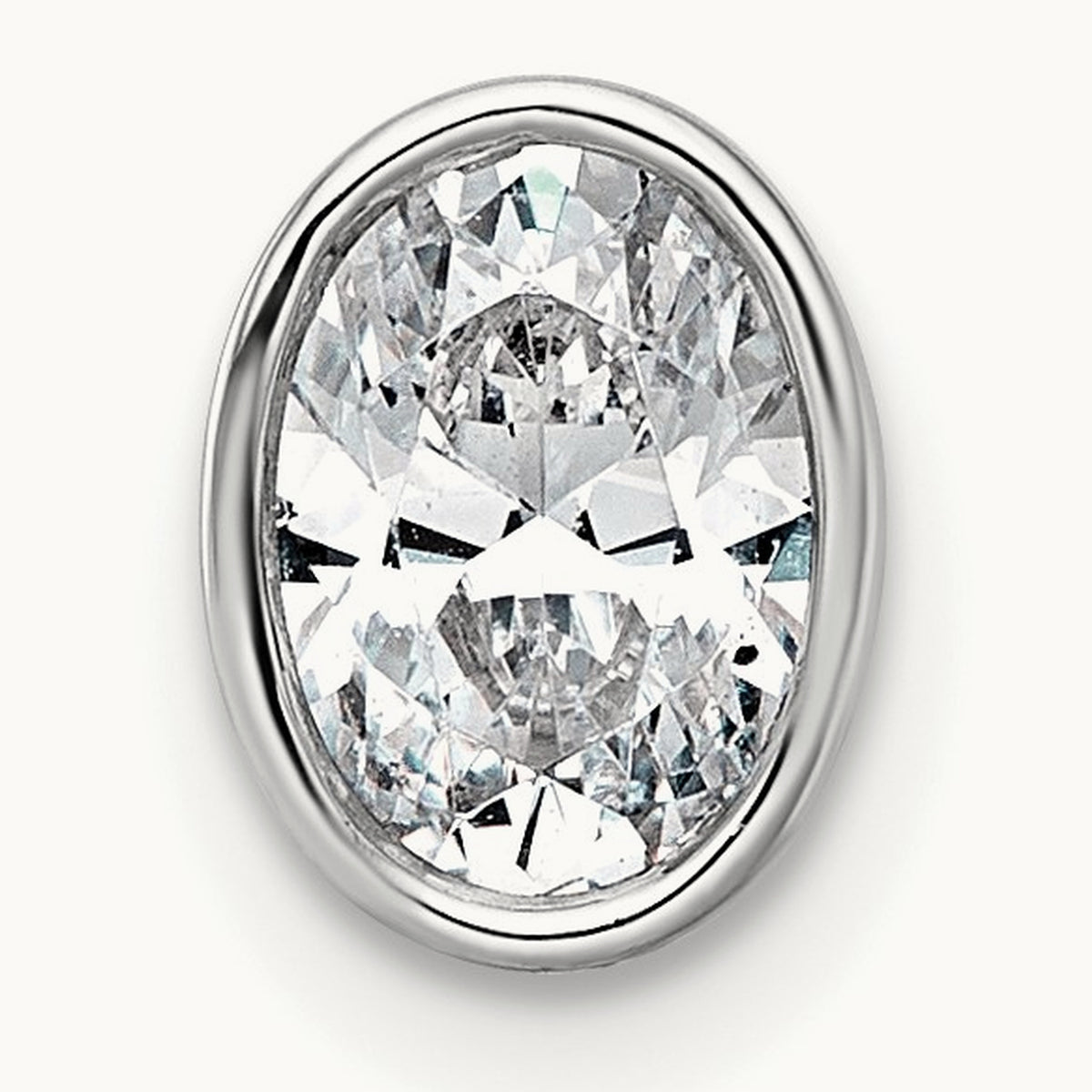 Oval Bezel Set Chain Slide Pendant, 0.25-3.00 ct tw Lab-Grown Diamond — 3/4 ct, VS (Best), 14K White Gold