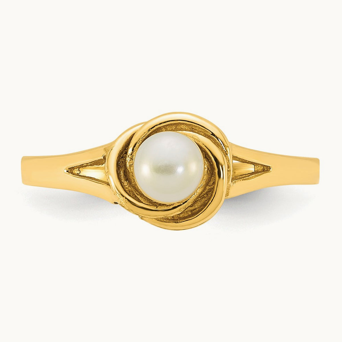 Polished 4- Button White Freshwater Cultured Pearl Ring, 5mm, 14K