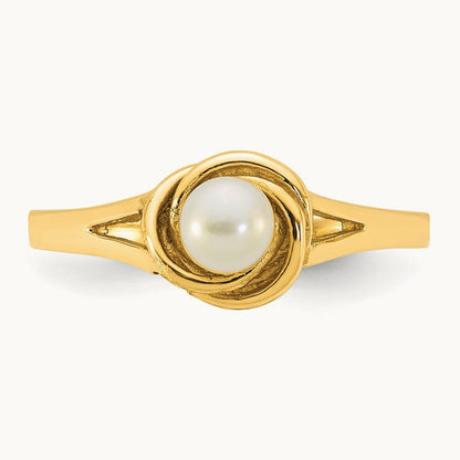 Polished 4- Button White Freshwater Cultured Pearl Ring, 5mm, 14K