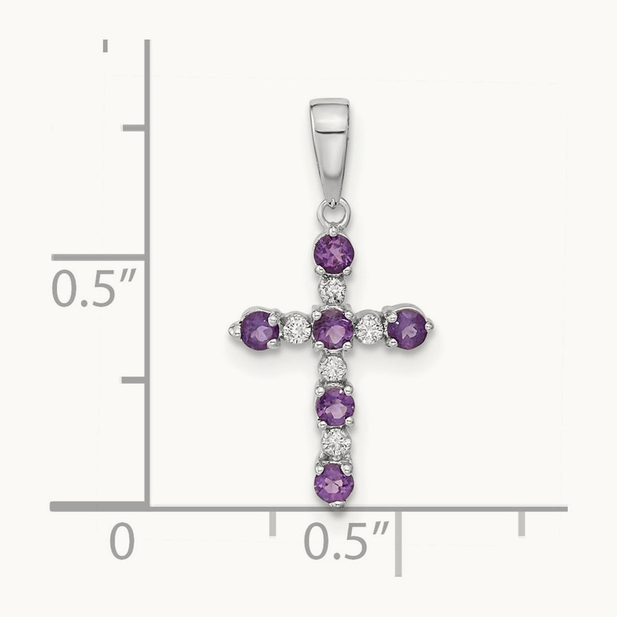 Amethyst and Diamond Cross Pendant — 14K White Gold