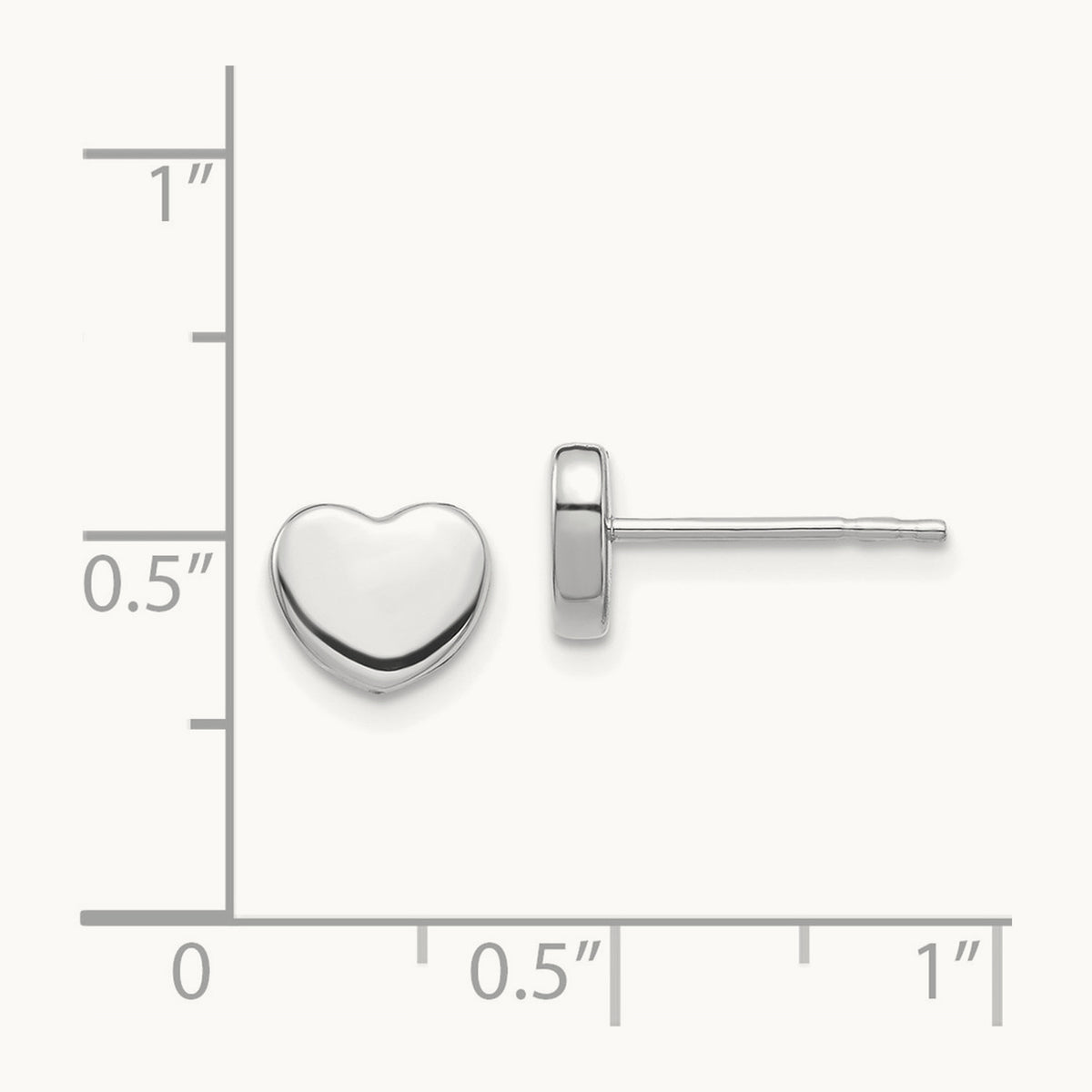 Polished Heart Post Earrings, 14K White Gold