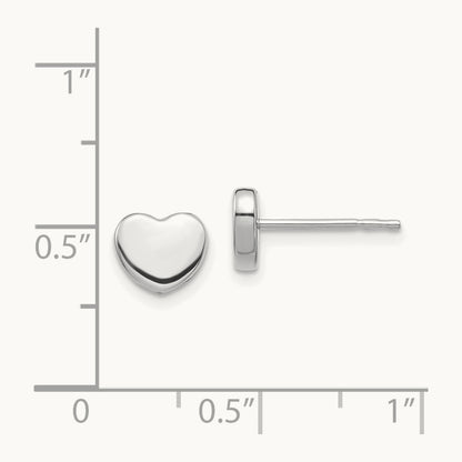 Polished Heart Post Earrings, 14K White Gold