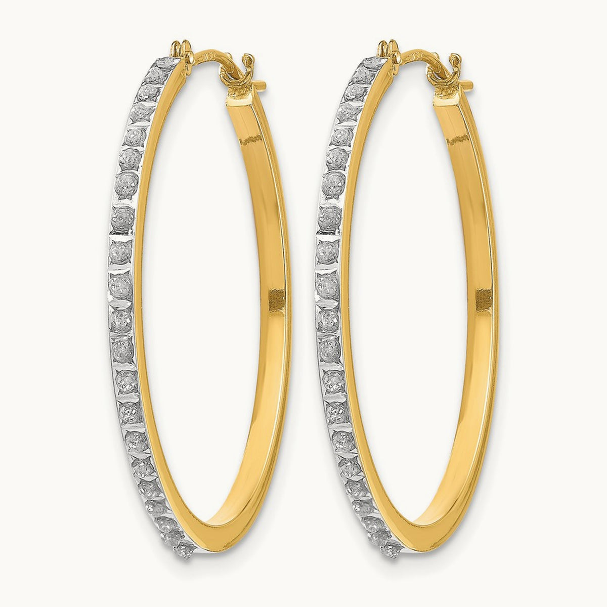 Diamond Fascination Diamond Dust/Accent Hoop Earrings — 27mm