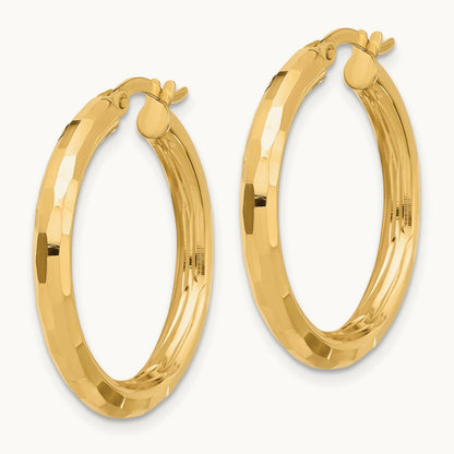 Polished and Diamond-cut Hoop Earrings — 27.75mm