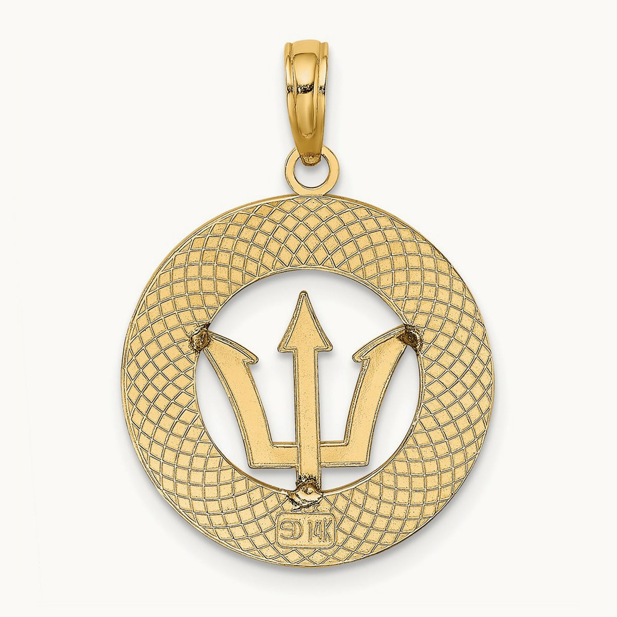 BARBADOS w/Trident Spear Circle Charm, 14K