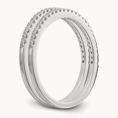 Diamond Set of 2 Wedding Bands, 14K White Gold