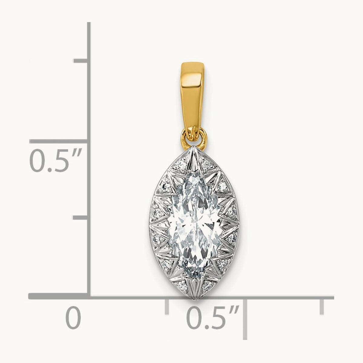 With Rhodium Marquise Center Pendant, 1.00 ct tw Lab-Grown Diamond
