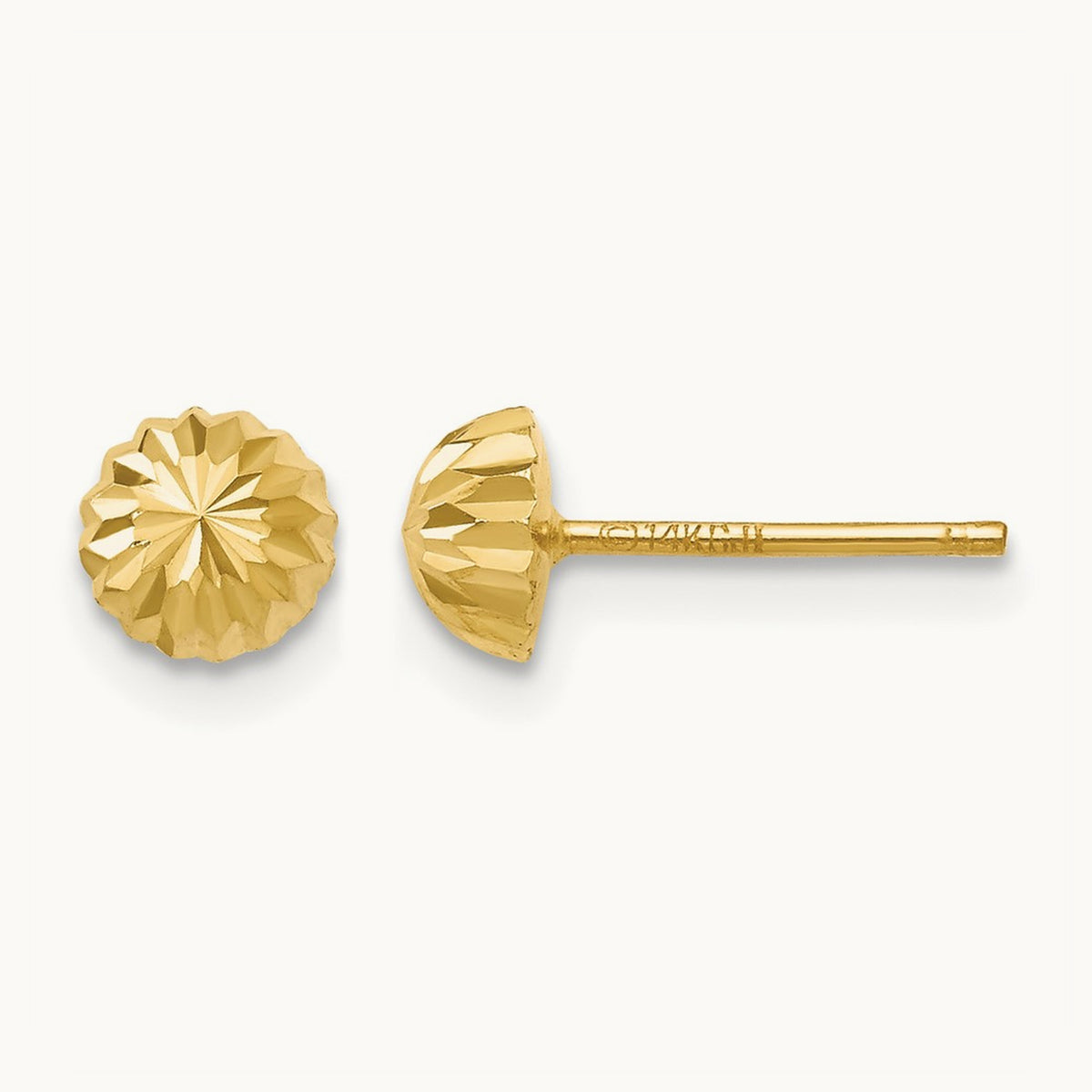 Diamond-cut Domed Post Earrings — 5mm