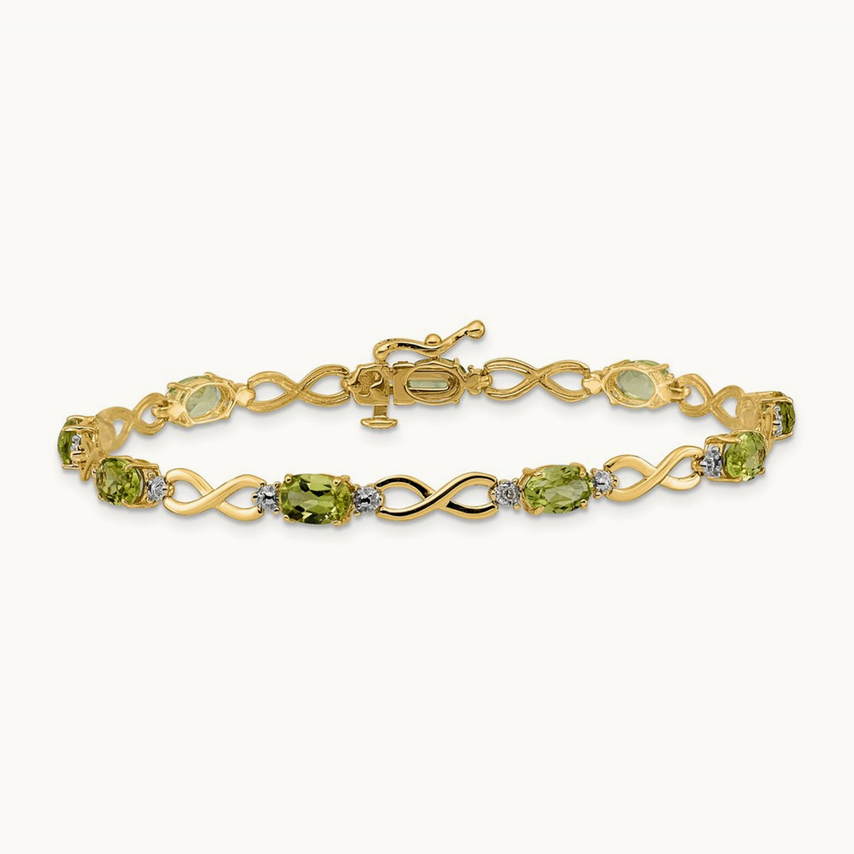 Peridot and Diamond Infinity Bracelet, 14K