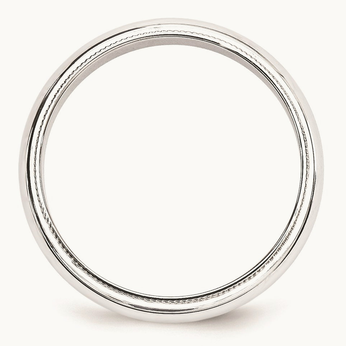 Milgrain Half Round Band, 5mm, 10K White Gold
