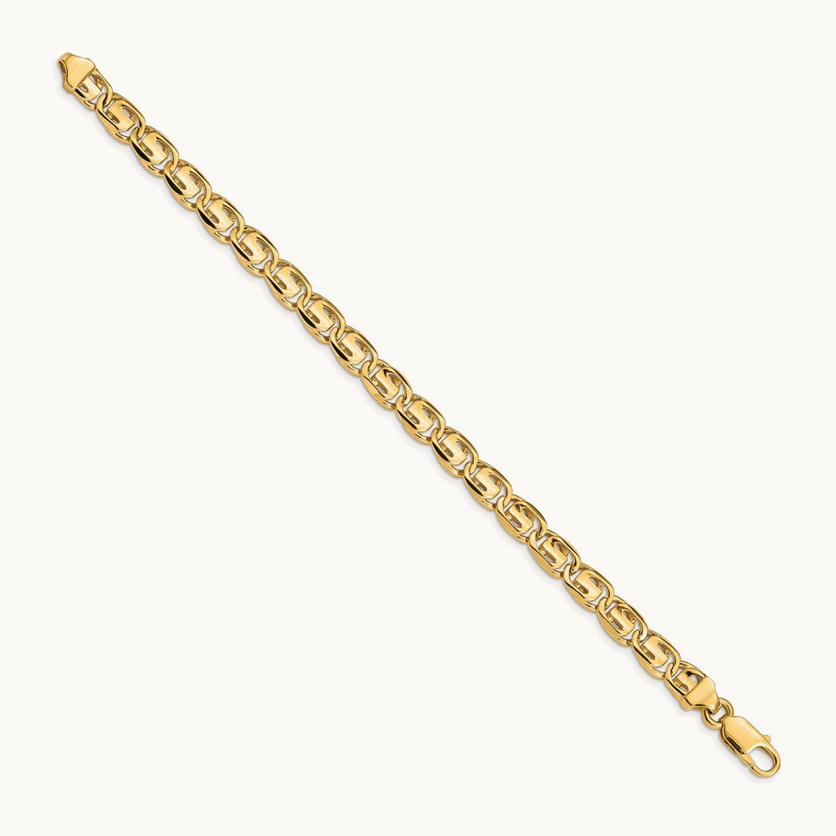 Hand-polished Fancy Link Bracelet, 7.5mm, 14K