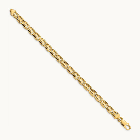 Hand-polished Fancy Link Bracelet, 7.5mm, 14K