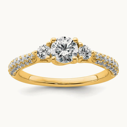 Round 3 Stone Engagement Ring, 0.50-3.75 ct tw Lab-Grown Diamond — 1/2 ct, VS (Best), 14K Yellow Gold