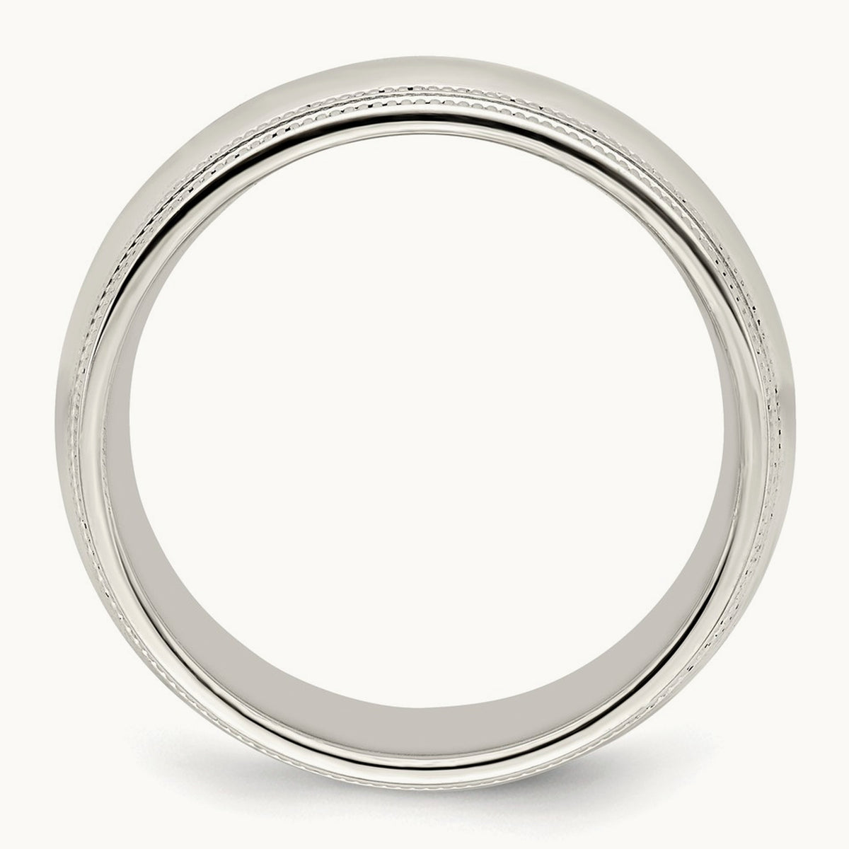 Double Milgrain Comfort Fit Band — 14K White Gold, 8mm