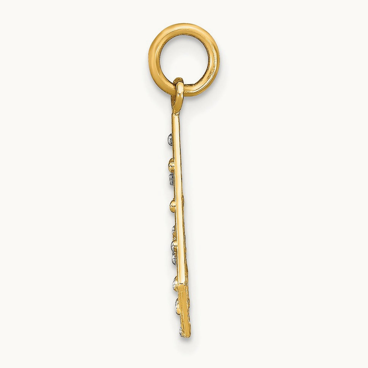 w/Rhodium D/C Small Criss-Cross Charm, 14K