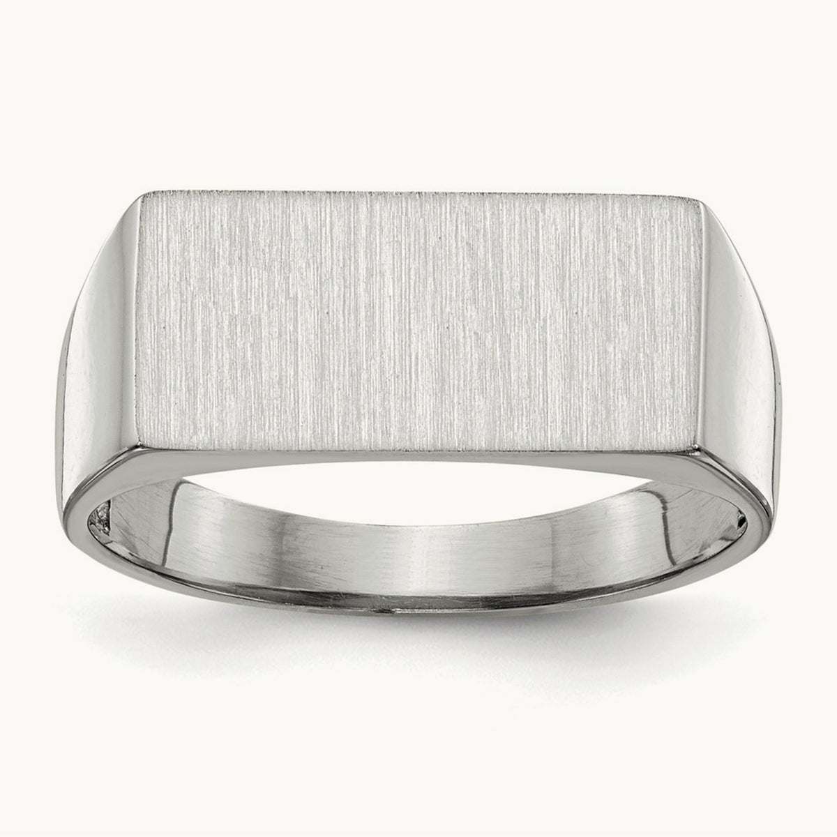 16.5x8. Closed Back Signet Ring, 0mm, 14K White Gold
