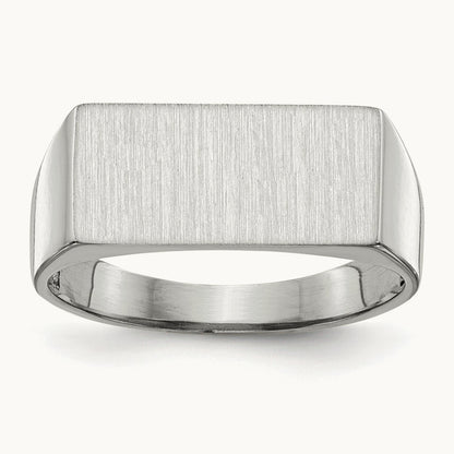16.5x8. Closed Back Signet Ring, 0mm, 14K White Gold