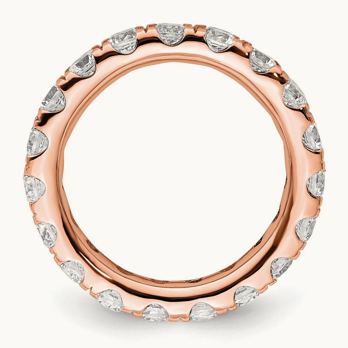 Polished U Shared Prong Diamond Eternity Band, 2.00 ct tw — 14K Rose Gold