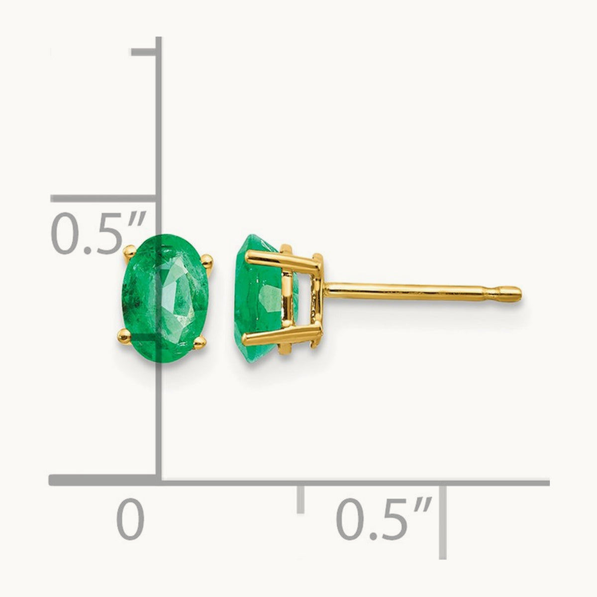 Emerald Post Earrings, 14K