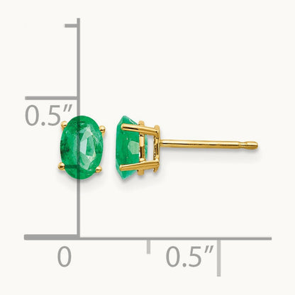 Emerald Post Earrings, 14K