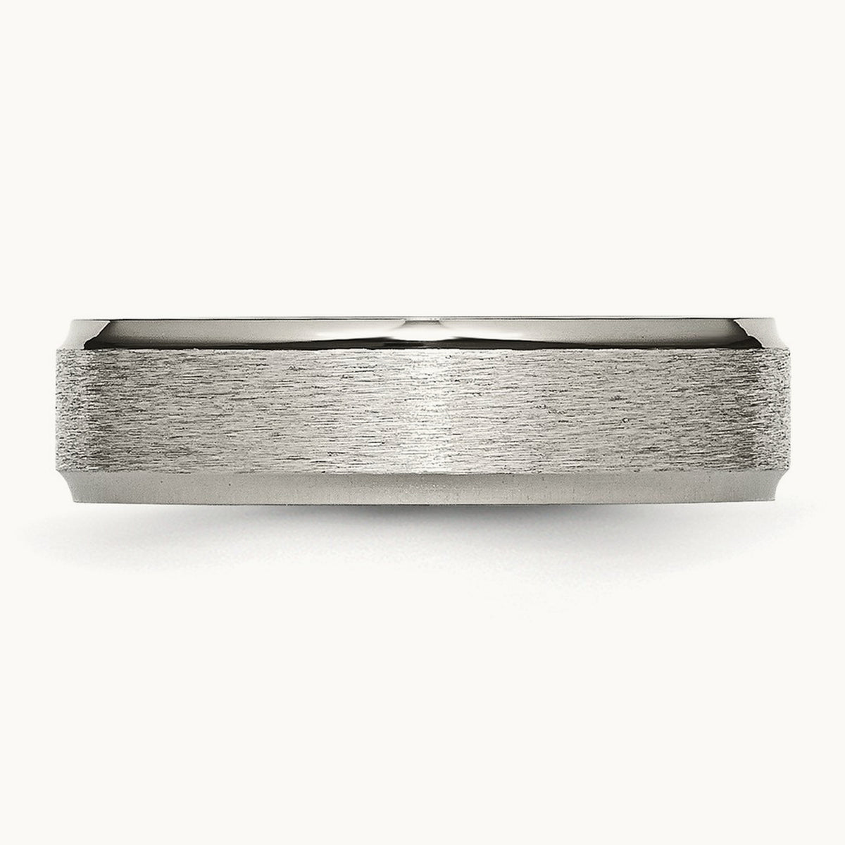 Brushed Center Ridged Edge Band, 6mm, Titanium