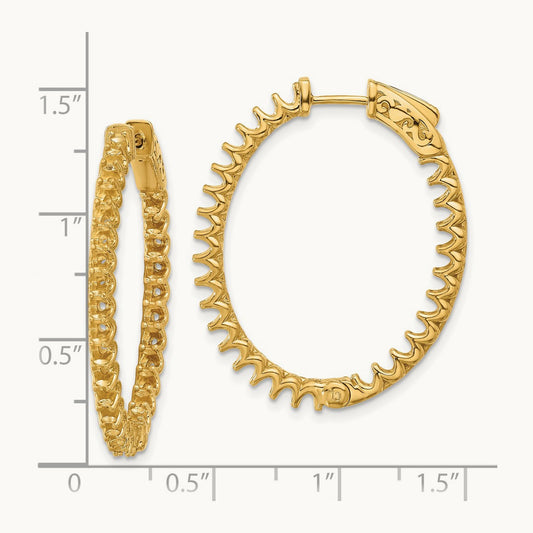 2.9ct 58- In/Out Oval Hoop w/ Safety Clasp Earring Mountings, 2.3mm, 14K