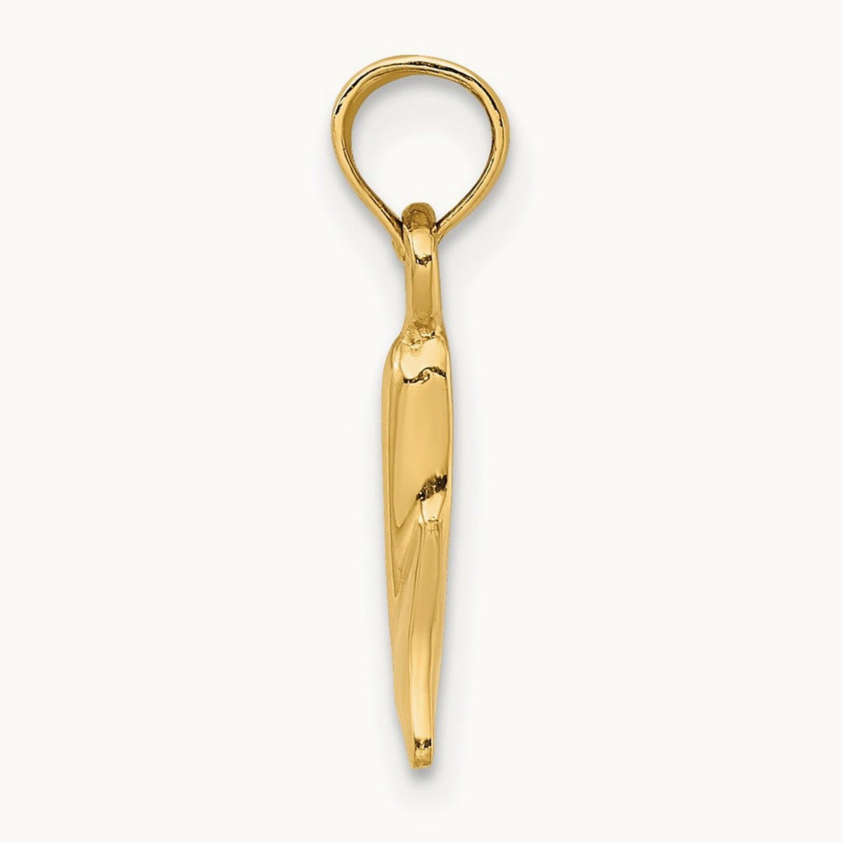 Polished Small Whale Tail Charm, 14K