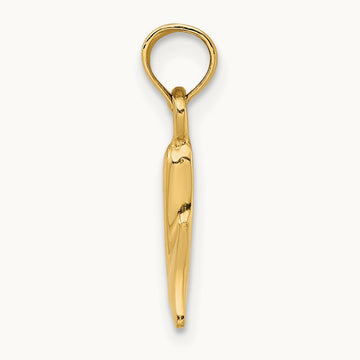 Polished Small Whale Tail Charm, 14K