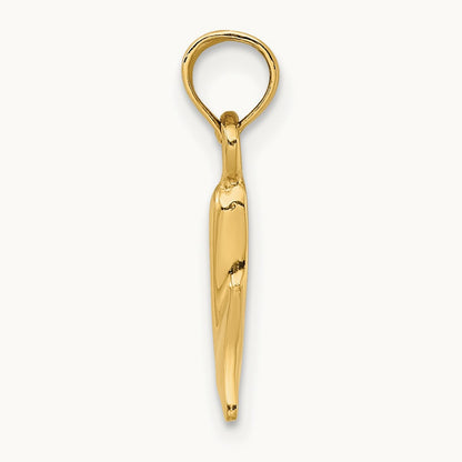 Polished Small Whale Tail Charm, 14K