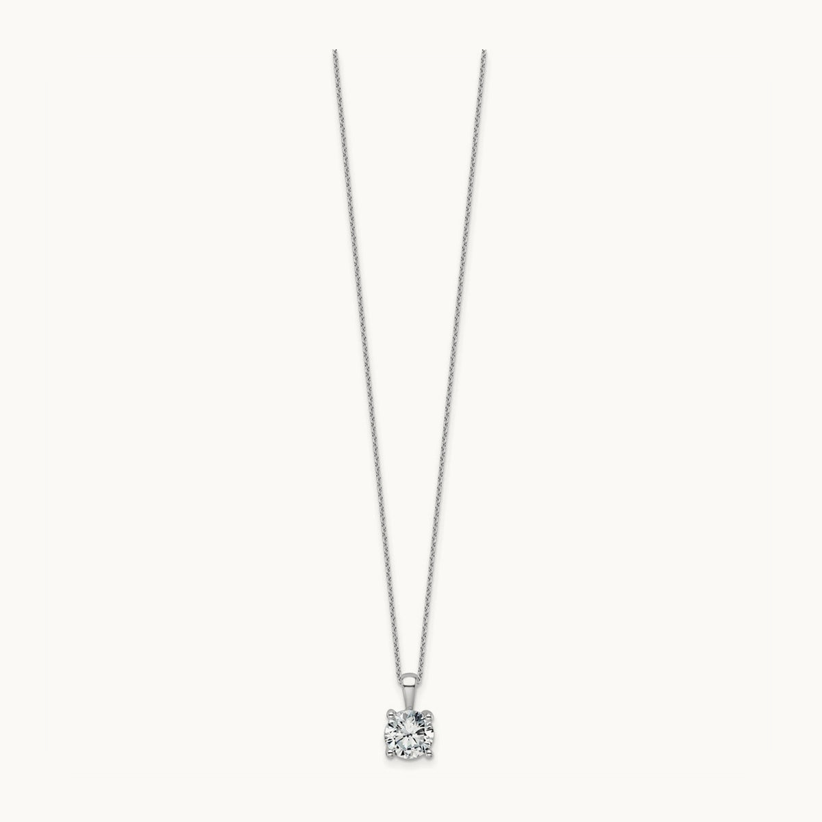 Four-Prong Pendant Necklace, 0.50-2.00 ct tw Lab-Grown Diamond — 2 ct, 14K White Gold