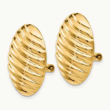 Polished Button Non-pierced Omega Back Earrings, 14K