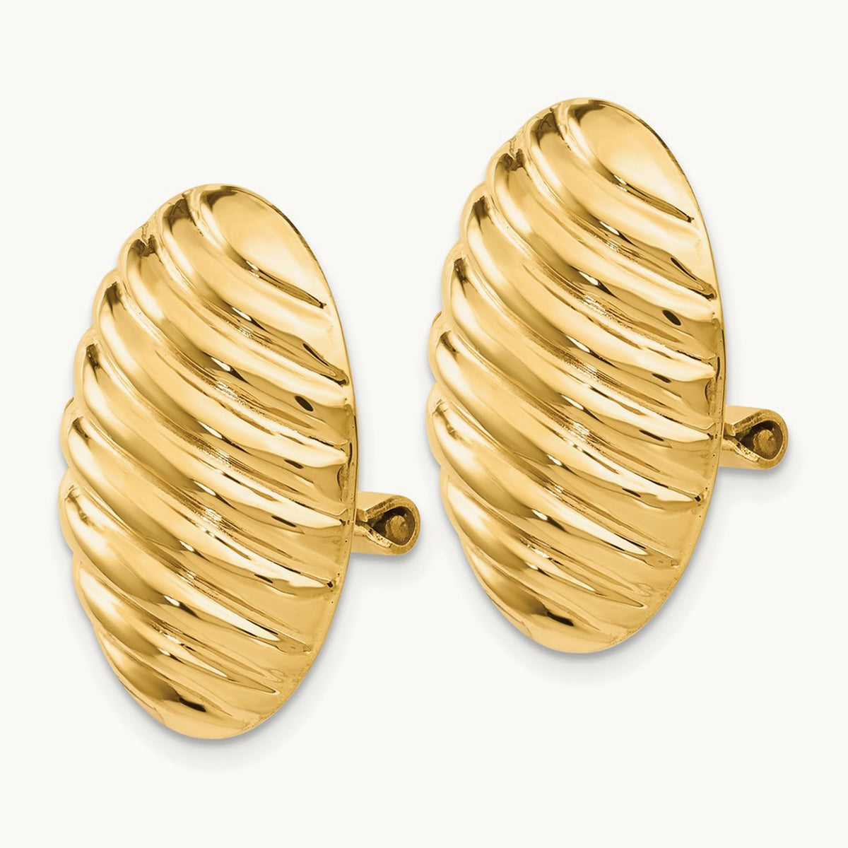 Polished Button Non-pierced Omega Back Earrings, 14K