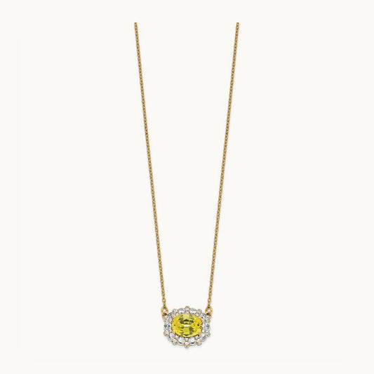 Created Yellow Sapphire Necklace, 1.00 ct tw Lab-Grown Diamond