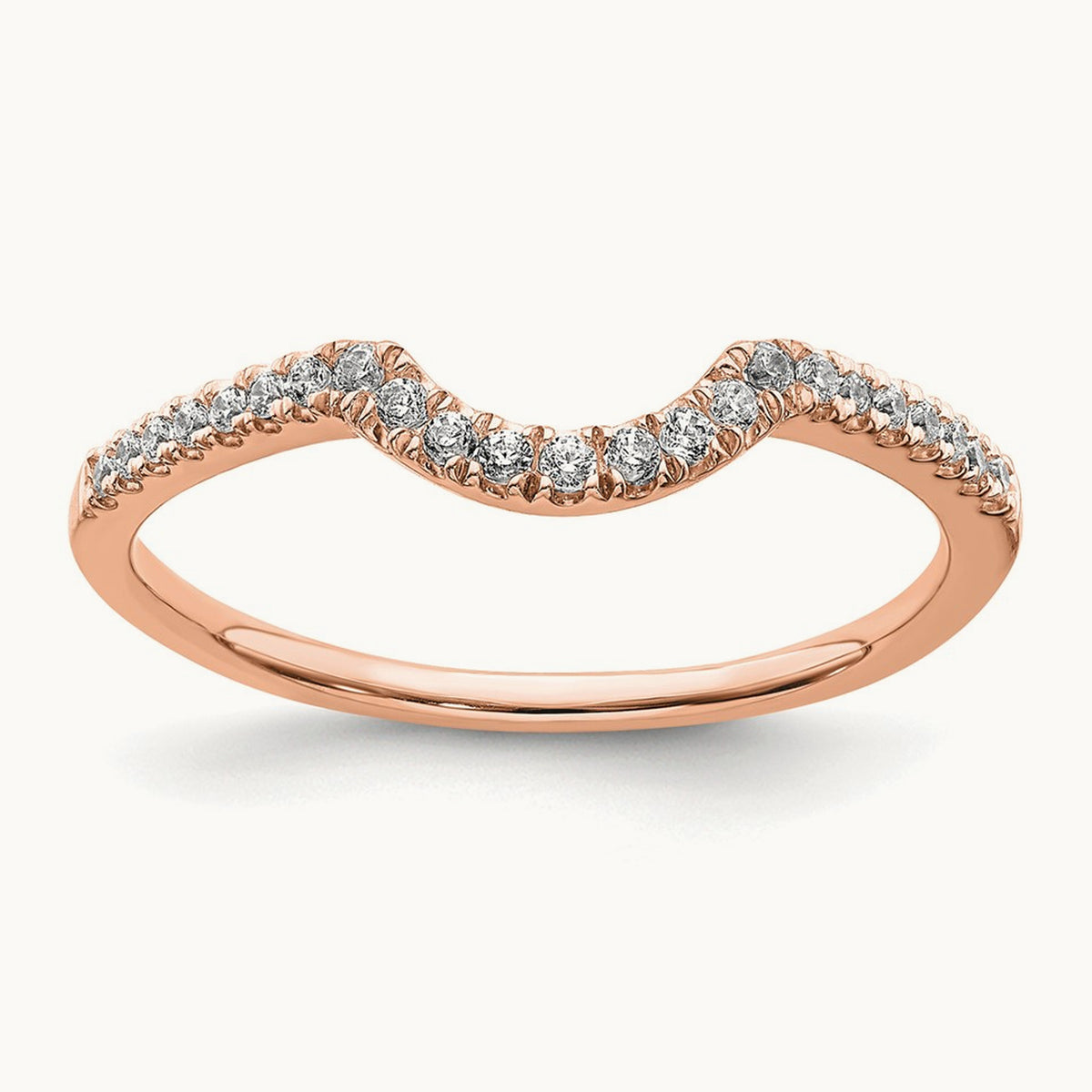 Diamond Contoured Wedding Band — 14K Rose Gold, 7