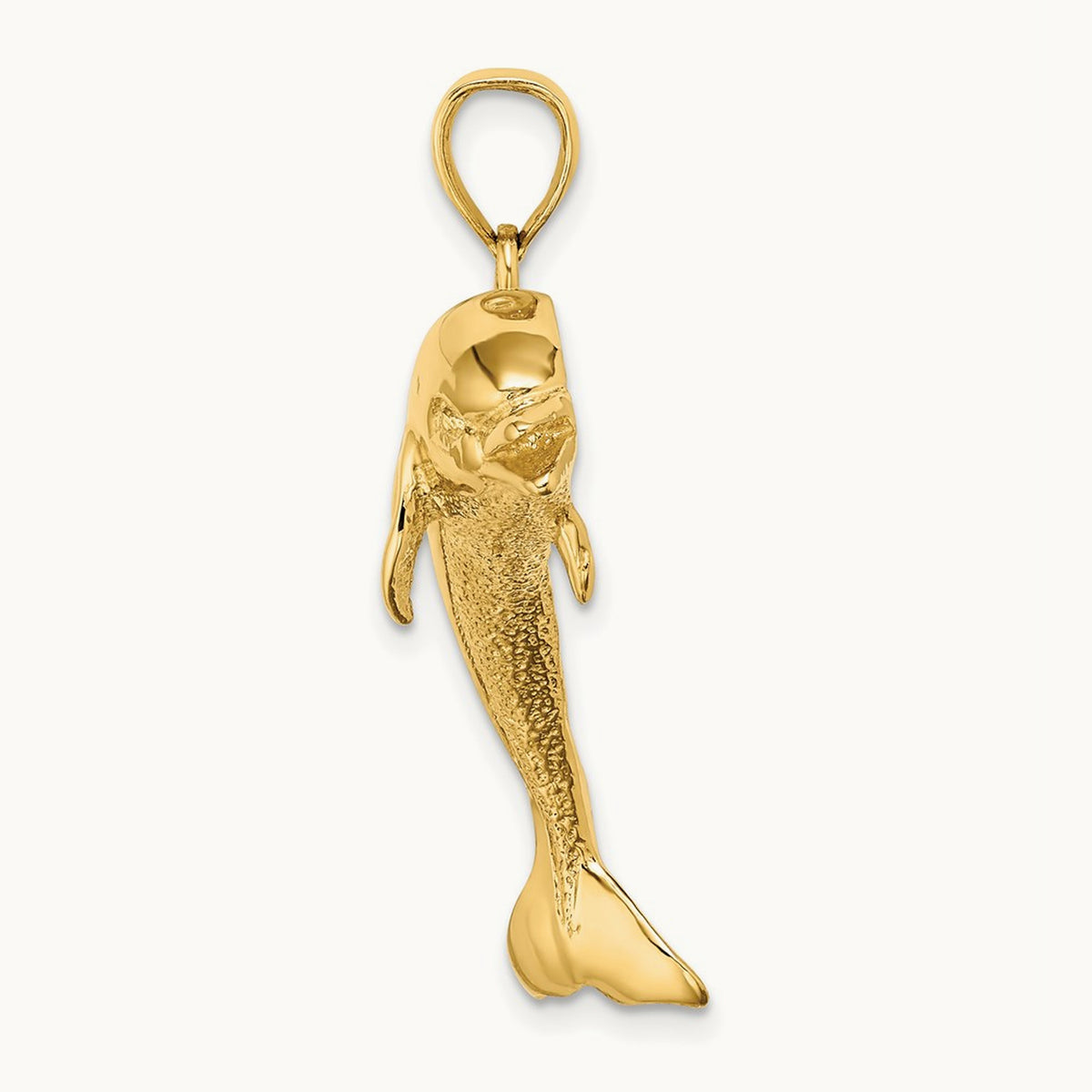 Polished and Textured Jumping Dolphin Charm, 14K