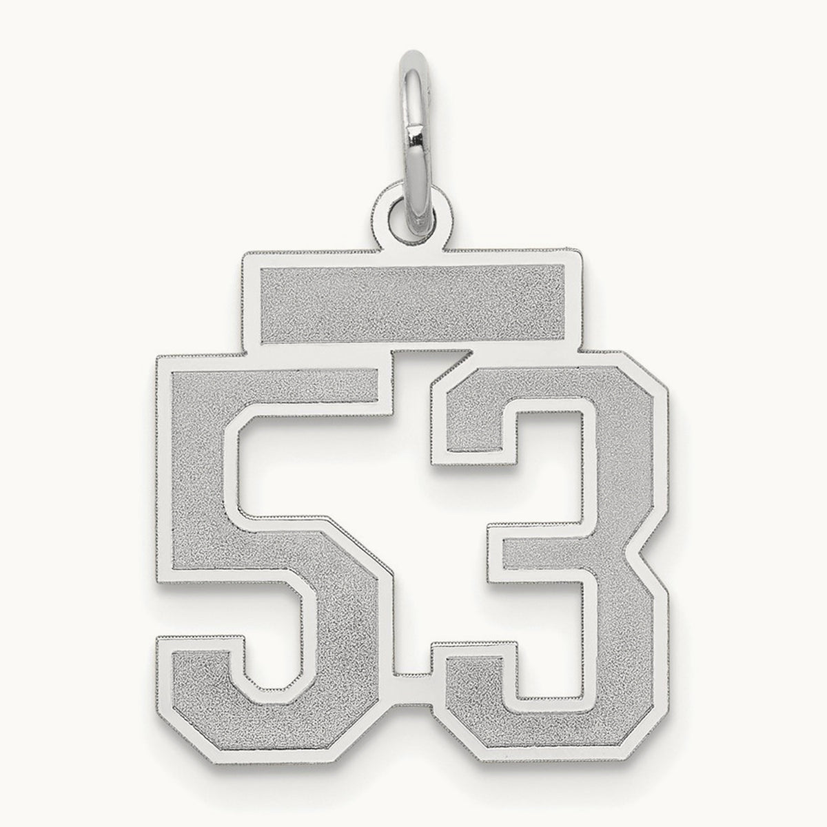 Small Satin Number 53 Charm, 14K White Gold